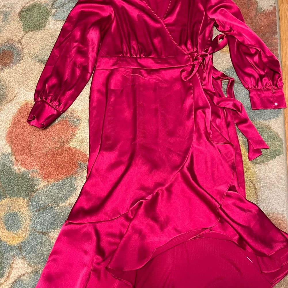 Sofia by Sofia Vergara Magenta Long Sleeve Wrap Dress